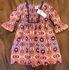 New Sweet Heart Rose Girls Sz 5 Smocked 3/4 Sleeve Dress NWT