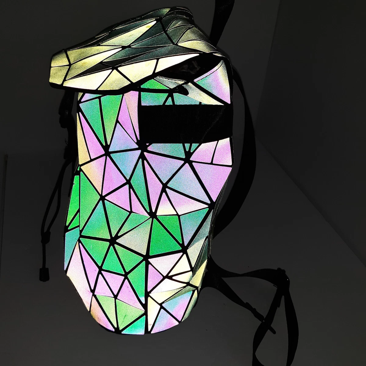 Luminous Geometric Backpack Holographic Reflective Bag,Perfect For  Work,Travel, Women's Color Changing And Laser Bag