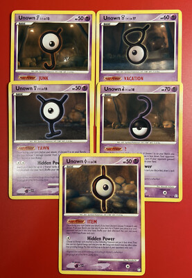 Pokemon Unown J 76/146, V 79/146, Y 81/146, ? 82/146, I 37/123 Non-Holo