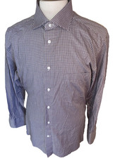 Ermenegildo Zegna Su Misura Gray Plaid Button Front Casual Dress Shirt Sz Large