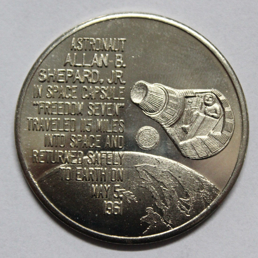 PROJECT MERCURY Allan Shepard Space COIN Medal GOLD TONE BRONZE PROOF 5/5 1961