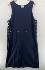 CROSSROADS Dress L Twill Cotton Cottagecore Jumper Shift Tank Midi Sleeveless
