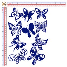 Farfalle pvc blu adesivi auto moto sticker buttefly blue helmet tuning 10 Pz.