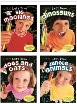Let's Draw Lot of 4 NEW Pbs Dinosaurs Jungle Animals Big Machines Dogs and Cats
