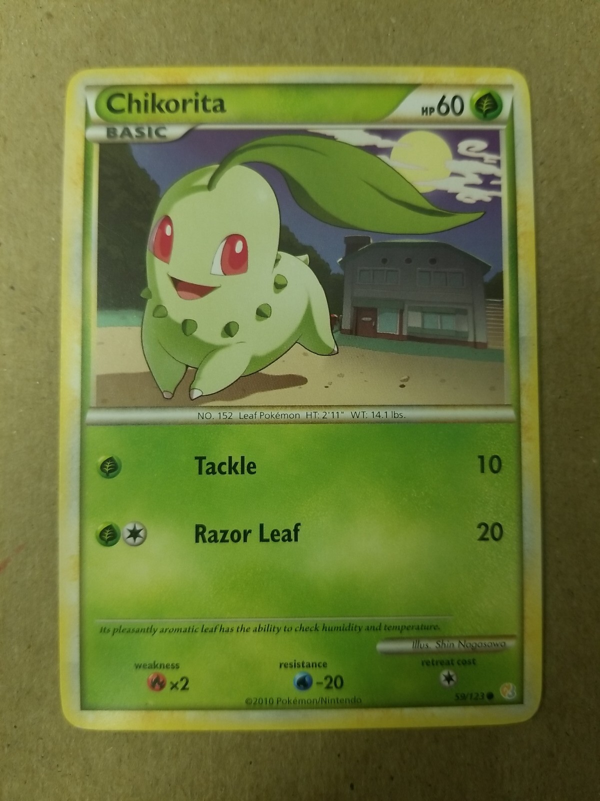 Chikorita 59/123 - HeartGold SoulSilver - Common - Pokemon Card TCG - NM