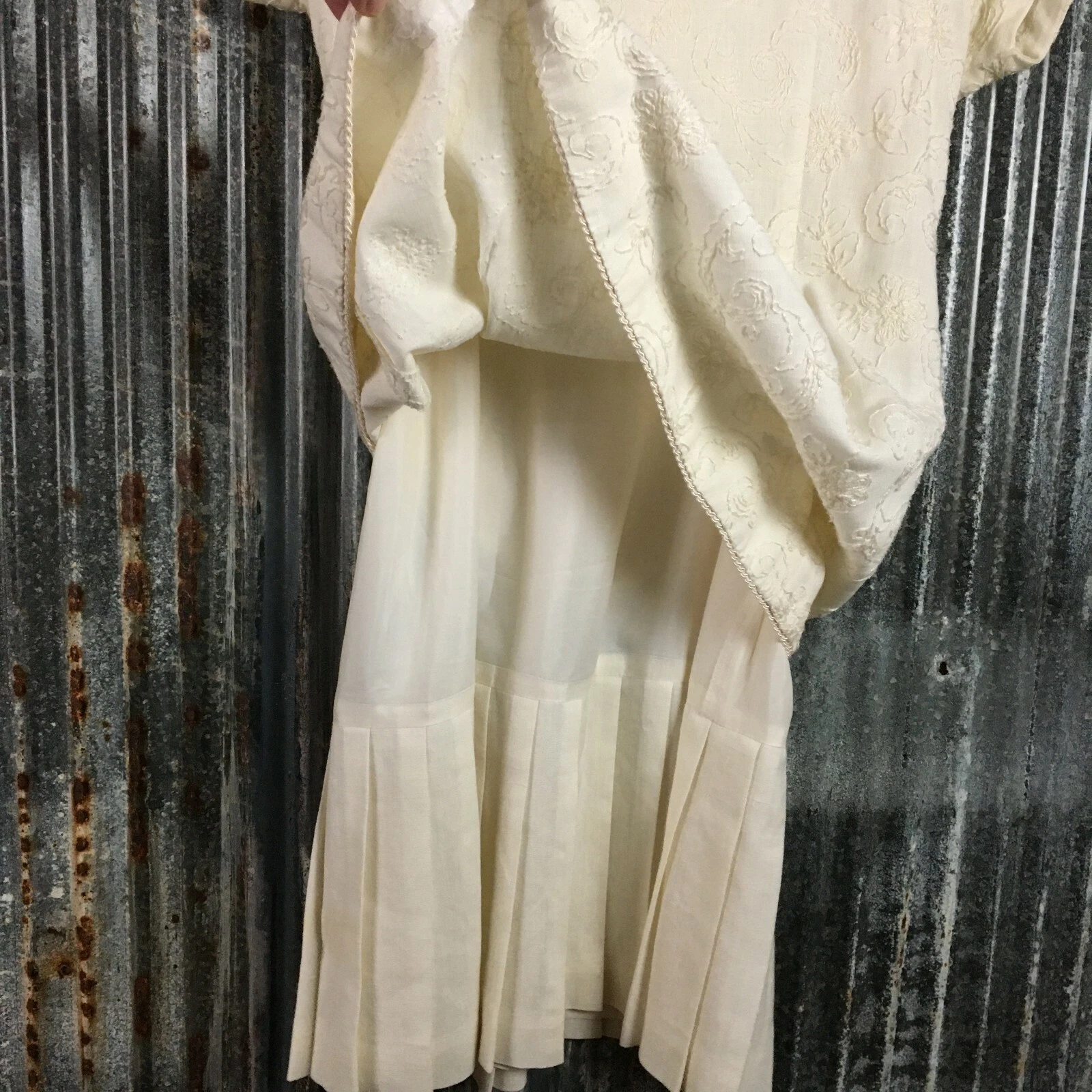 OFF WHITE Abito donna Ricco 10 tubino ricamato vita bassa bianco sporco Molly Ringwa