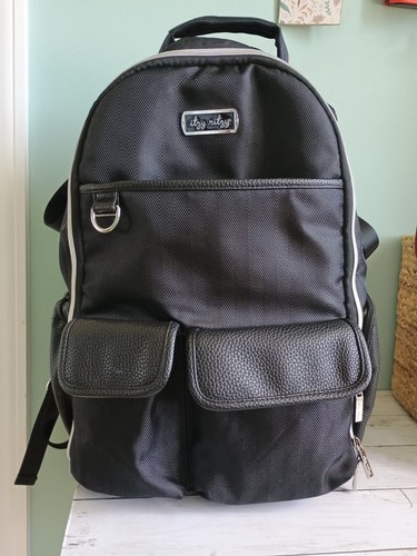 Limited - Itzy Ritzy Boss Black Diaper Backpack - Herringbone vegan leather bag