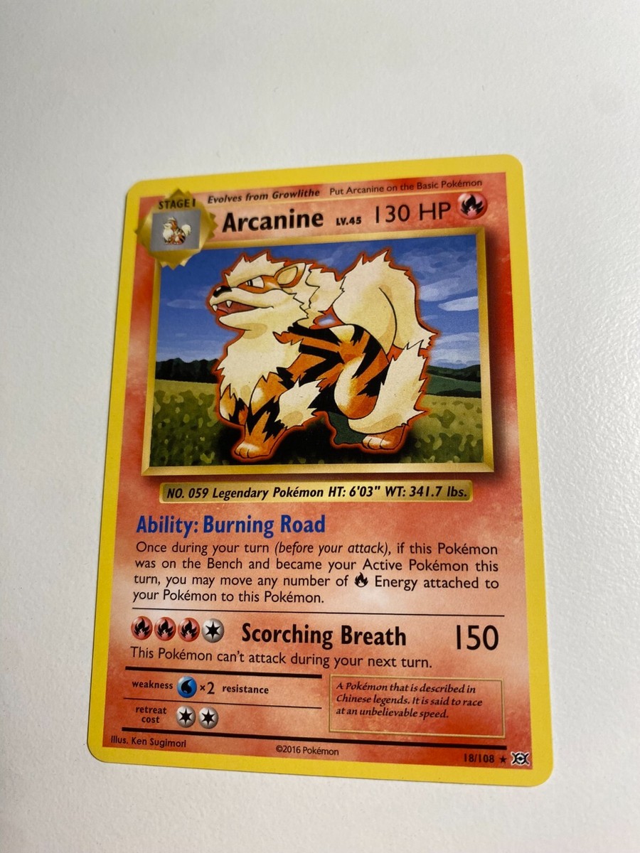 2016 Pokemon XY Evolutions Arcanine #18/108 NM Near Mint | eBay