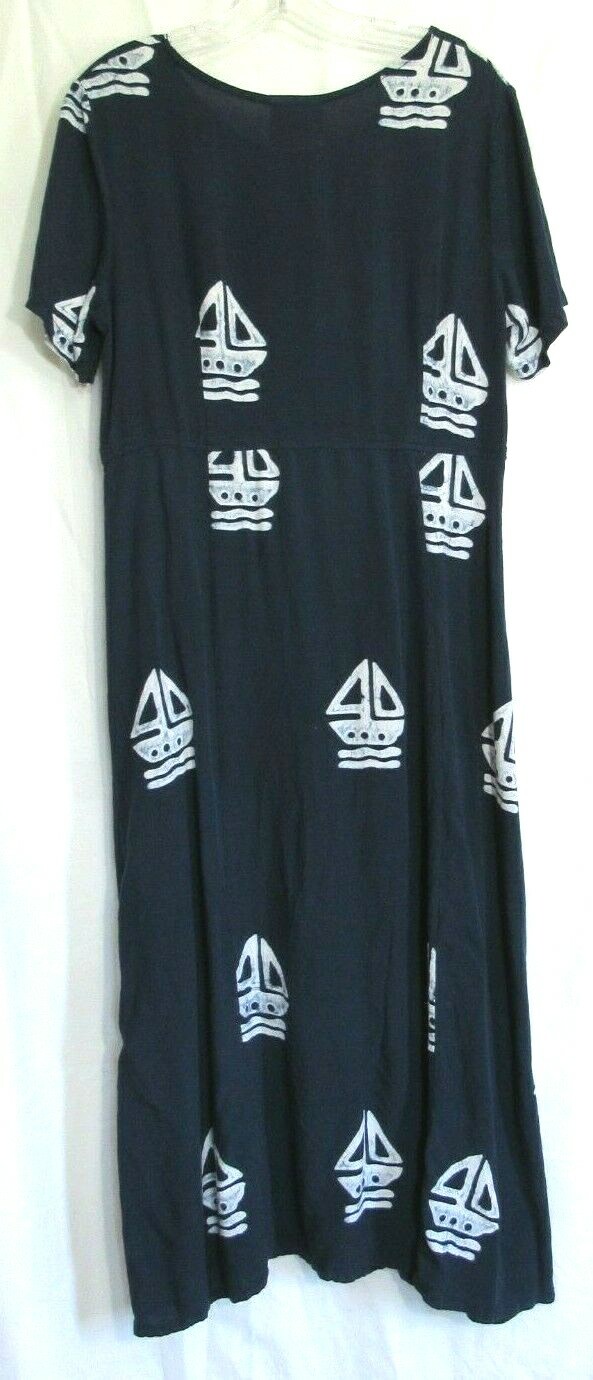 Club Mystique Navy Blue Sailboat Short Sleeve Maxi Dr… Gem
