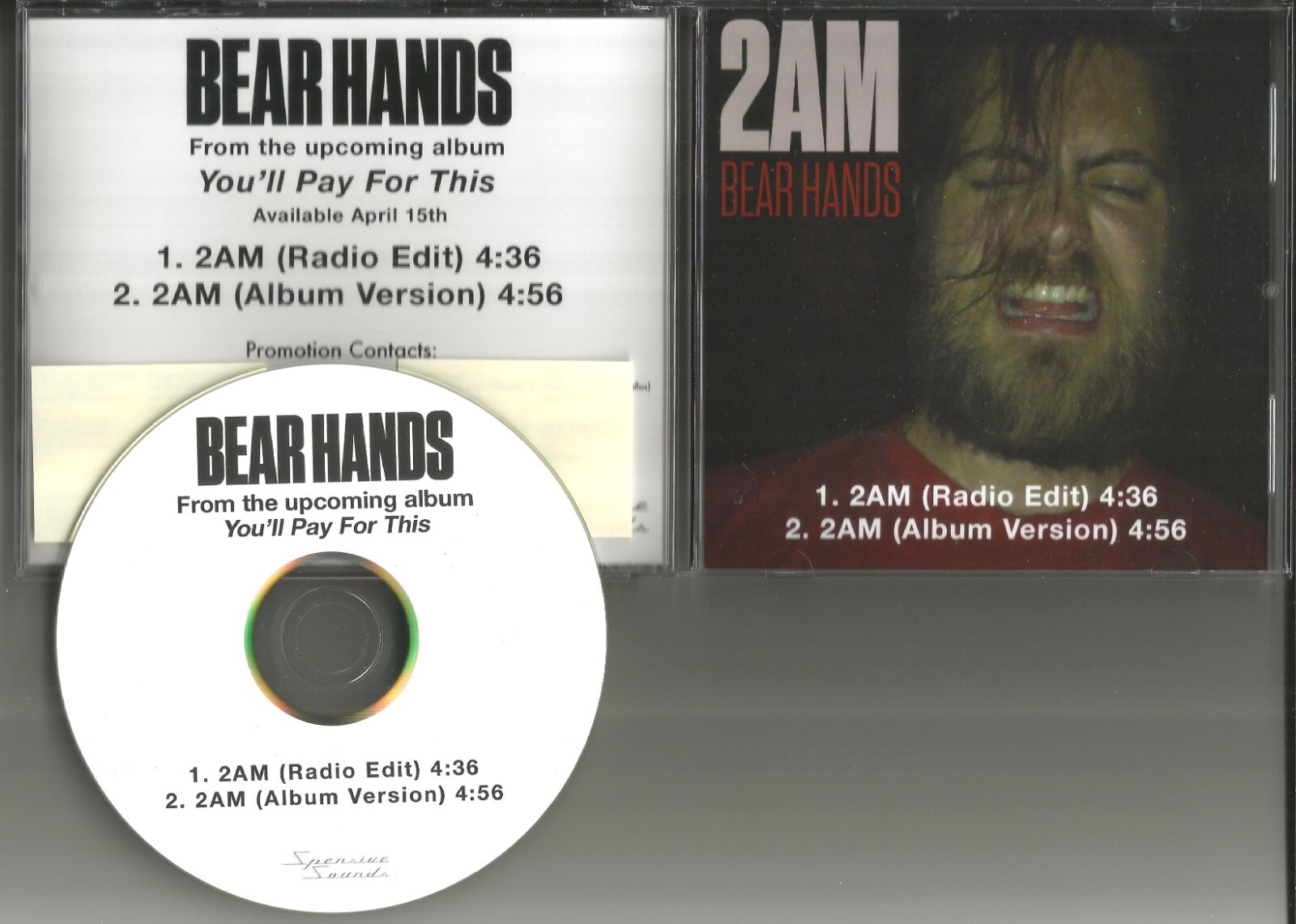 BEAR HANDS 2AM w/ RARE RADIO EDIT 2TRX PRESS USA PROMO DJ CD single 2016 MINT