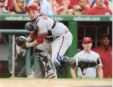 OSCAR HERNANDEZ ACTION ARIZONA DIAMONDBACKS SIGNED AUTOGRAPHED 8X10 PHOTO W/COA