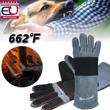 Animal Handling Glove Dog Cat Snake Bite Proof Fire Resistant Leather Work Mitts