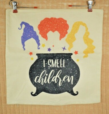 Three Witches Cauldron - I Smell Children - Throw Pillow Cover - 18x18 (New)