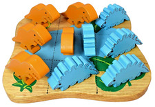 Kids Wooden Dinosaur Tic-Tac-Toe Game