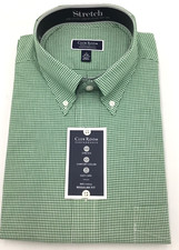 Club Room Dress Shirt Mens Regular-Fit Plaid, Amazon Green, 17 34/35