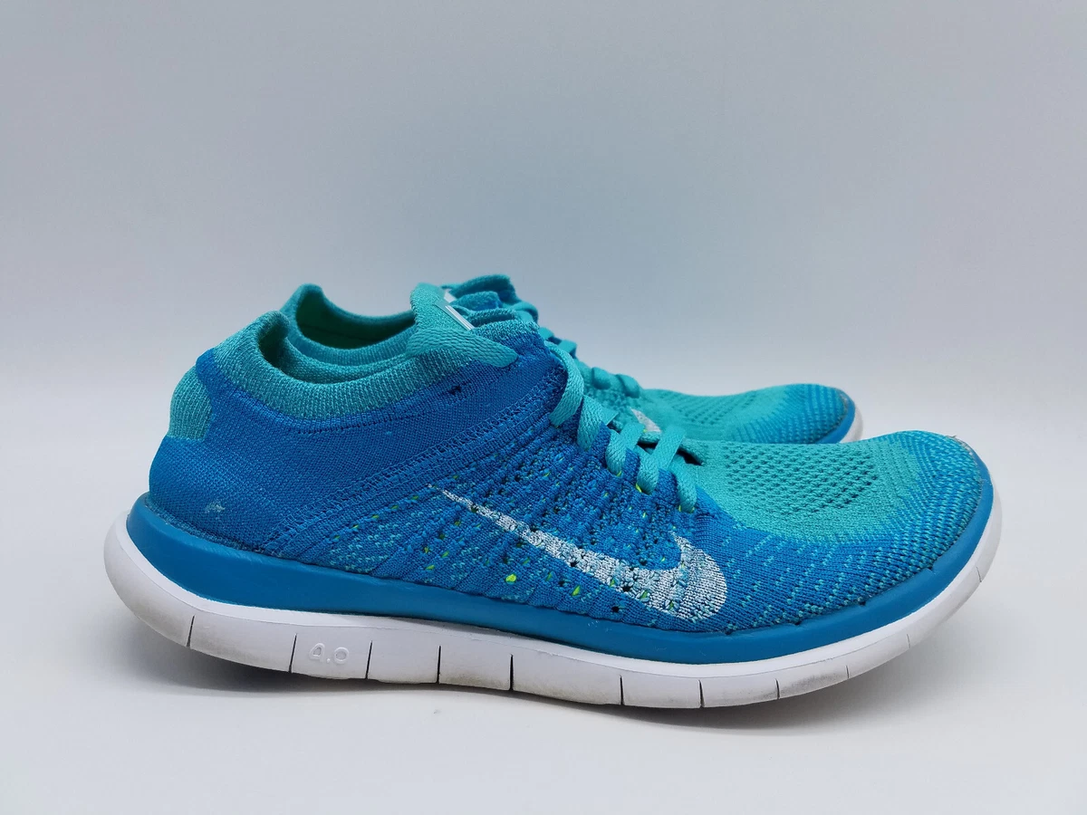 Nike Free 4.0 Flyknit Women s Running Shoes Size 8 Blue Turquoise