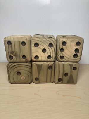 3.5'' Giant Wooden Yard Dice Set for Outdoor Fun, Barbeque, Party Events, Back...