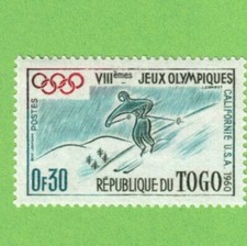 Briefmarke:Togo 1960.0,39F. Olymp.Winterspiele,Squaw Valley,ungest.,Zust.s.Scan