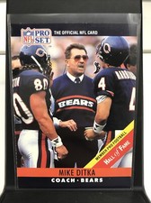 1990 Pro Set Chicago Bears Mike Ditka (Large Hall of Fame on Front) #59 HOF