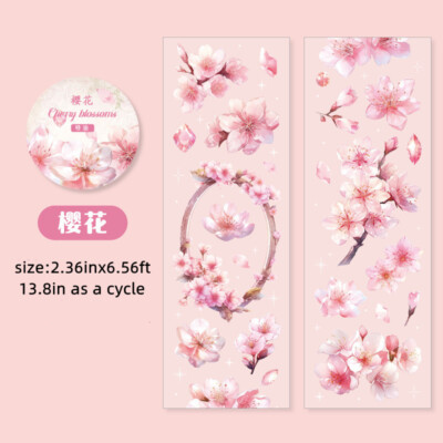 Flowers Bloom Scrapbooking PET Tape Stickers Bullet Journal Planner Paper Crafts