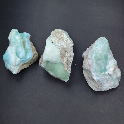 Blue Aragonite Specimens, Natural Bubbly Structure, 3 Pieces Lot, 416 Grams
