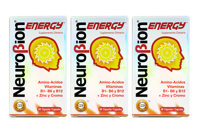 Neurobion Energy -Amino Acids, B Vitamins and Zinc, 60 Caps, 3 BOXES Exp 02/2027