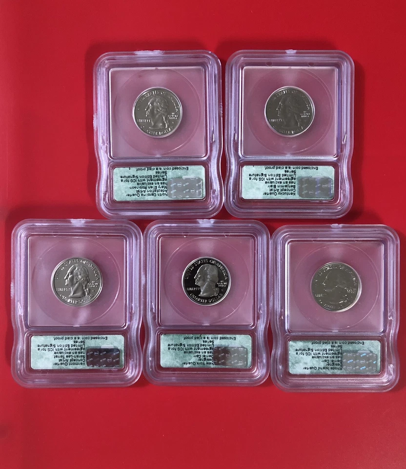 2001-S  State Quarter. Complete Set of 5 State Quarter ICG PR Proof 69 DCAM Clad - Image 2 of 2