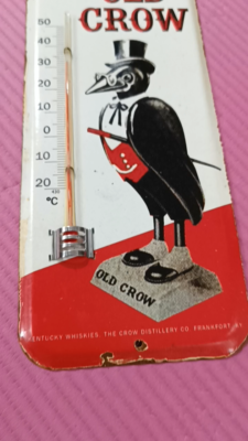 Vintage OLD CROW Thermometer Tin merchandise 1950's era Vintage OLD CROW Thermometer Tin merchandise 1950's era
