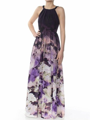 betsy & adam petite floral halter maxi gown