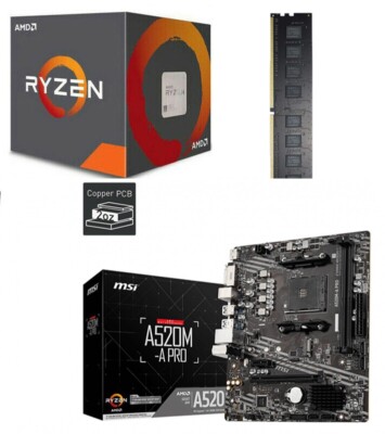 Msi A520m Amd Ryzen 3200g Motherboard Bundle Upgrade Kit Bundle