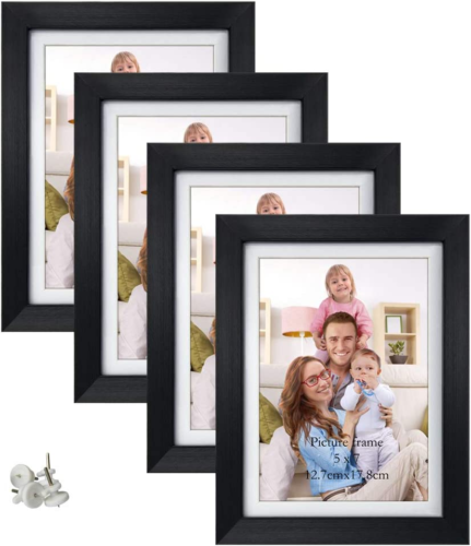 Ensemble de cadres photo 5x7 de 4, 6x8 mat pour afficher 5 par 7 photo avec tapis ou 6 par  - Photo 1/9
