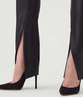 NEW Spanx Vegan Leather Like Front Slit Pants - 20526R - Black