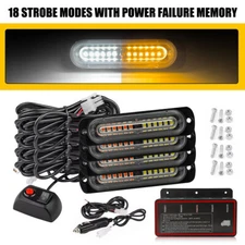 4pc Amber/White 24LED Car Truck Strobe Light Bar Flashing Indicator Runing Light