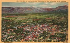 Postcard CA San Bernardino California Aerial View 1940 Linen Vintage PC H1316