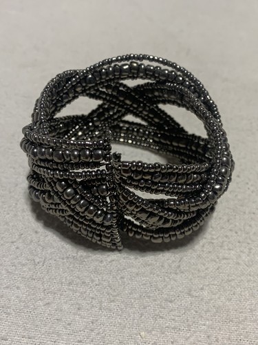 Woven Metal Bangle Bangle Bracelet Fashion Costume Jewelry Beaded - Picture 3 of 3