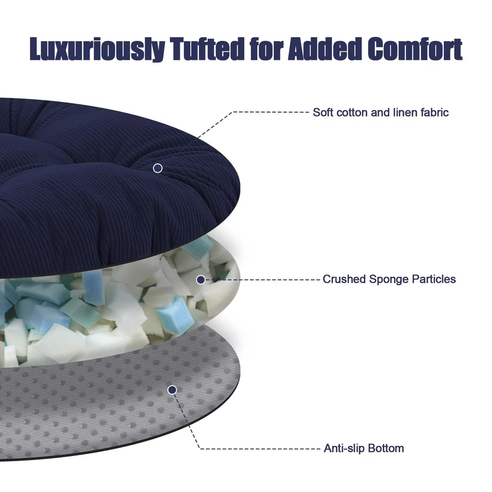 Juego de 2 Cojines de Silla Redondos, Cojín de Asiento de Taburete Redondo 16 Pulgadas, Silla Circular... Foto 4 de 4