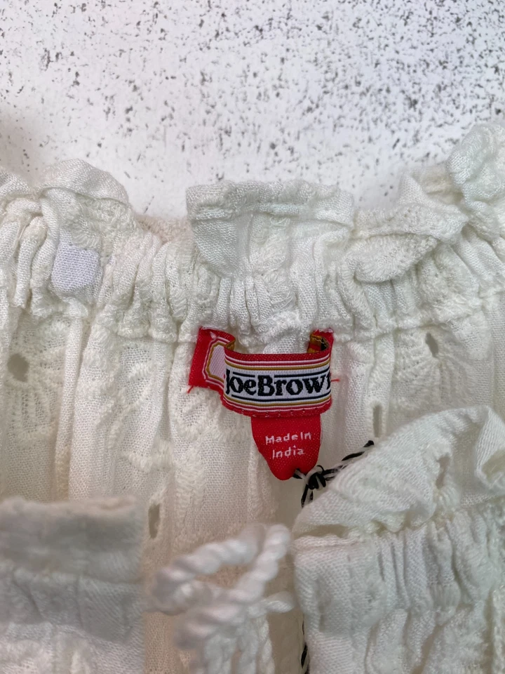 Joe Browns White Floral Embroidered Boho Top Tassels Flute Sleeve UK 24 NEW - Image 2 of 4