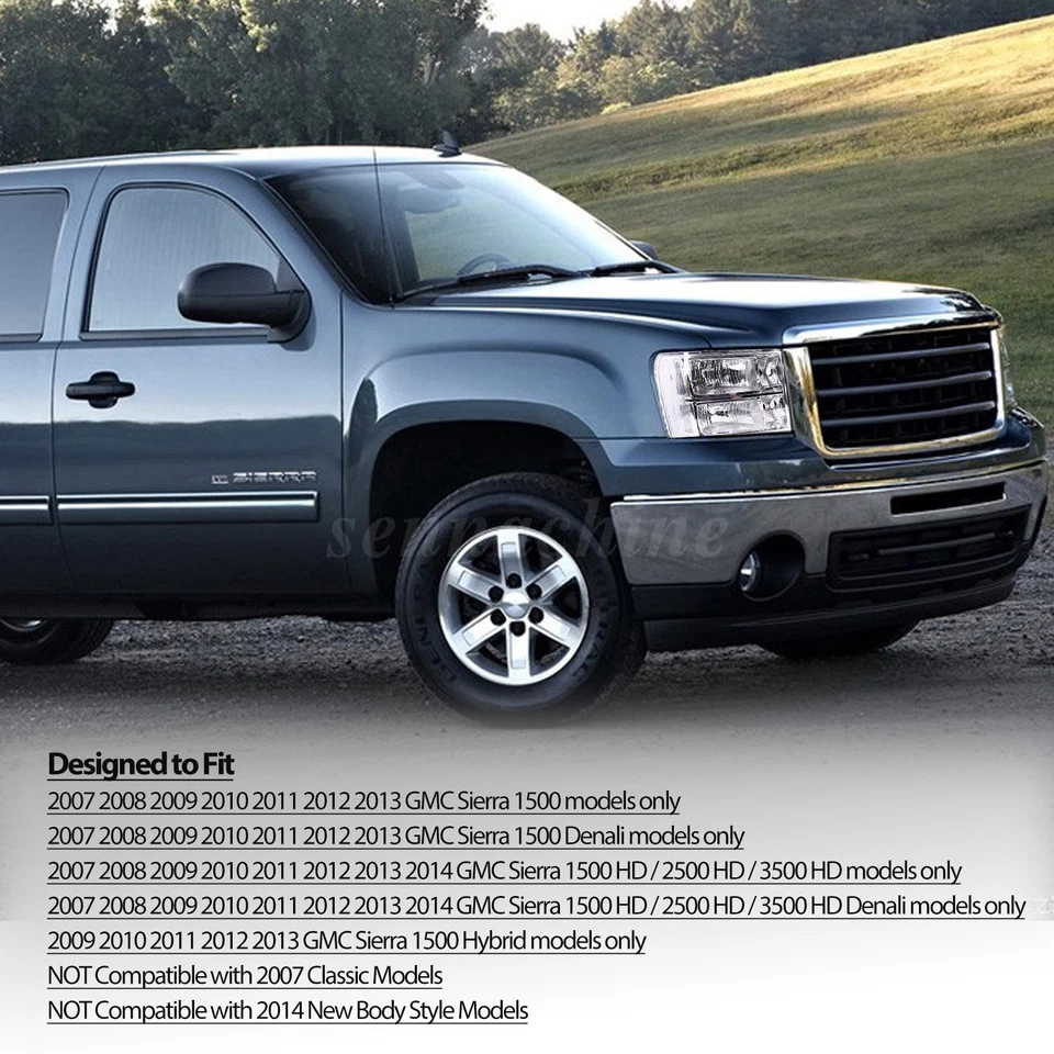 Headlights For 2007 2008 2009-2013 GMC Sierra 1500 2500HD 3500HD Chrome Headlamp Foto 2 de 4