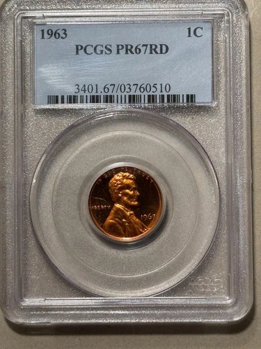 1963-P  Lincoln Cent Proof graded  PCGS PR67RD