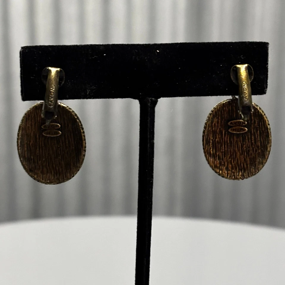 Pendientes de clip Avon para mujer amarillo estrás cabujón joyería firmada vintage Foto 2 de 4