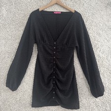 Betsey Johnson Mini Dress Size Small Black Textured Balloon Long Sleeve
