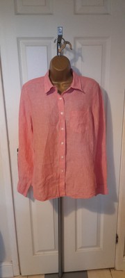 Schoffel Damen rosa 100 % Leinen Hemd Bluse Größe 12 Country Wear 