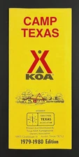 1979-80 Koa Camp Texas Campgrounds Kampgrounds Directory Map VTG Travel Brochure
