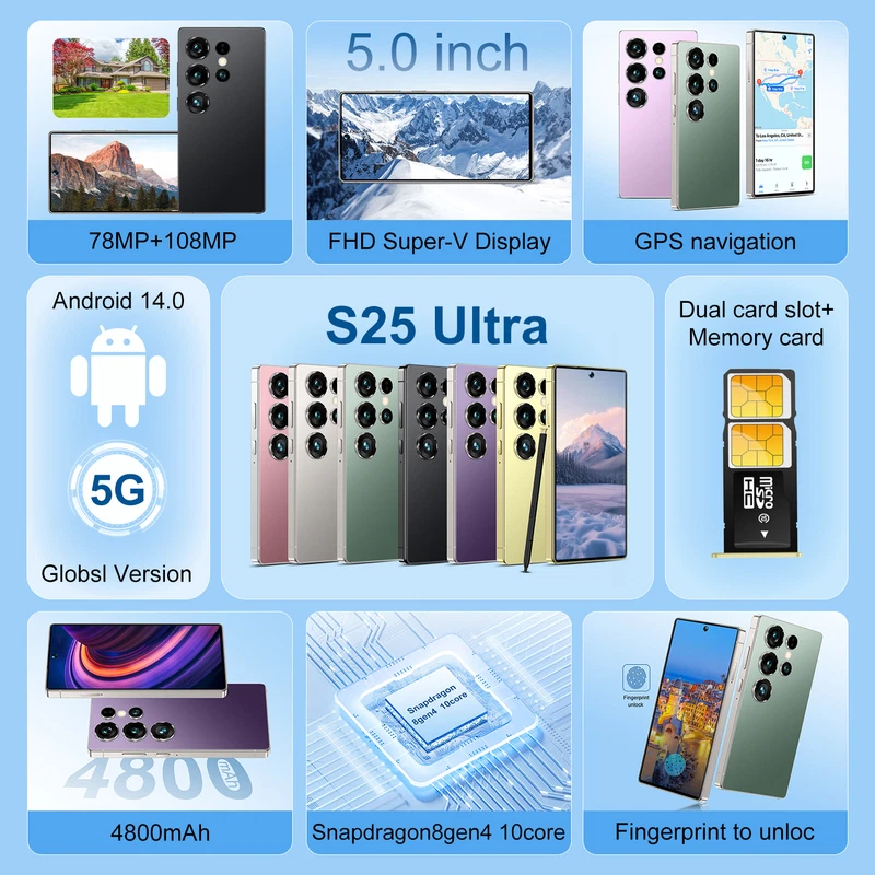 4GB+64GB Unlocked S25 Ultra 5G Smartphone 4.5“ Android Mobile phones Dual SIM - Image 3 of 4