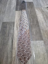 Steven Land Designer Silk Necktie with Pocket Square. Browns. Vintage Tie