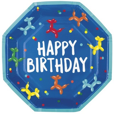 Unique Balloon Dog Birthday Party Paper Plates, 23.5 cm, 8 Count
