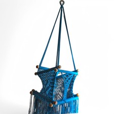 Baby Hanging Chair swing Handmade Macrame Cotton Indoor Outdoor Blue/green