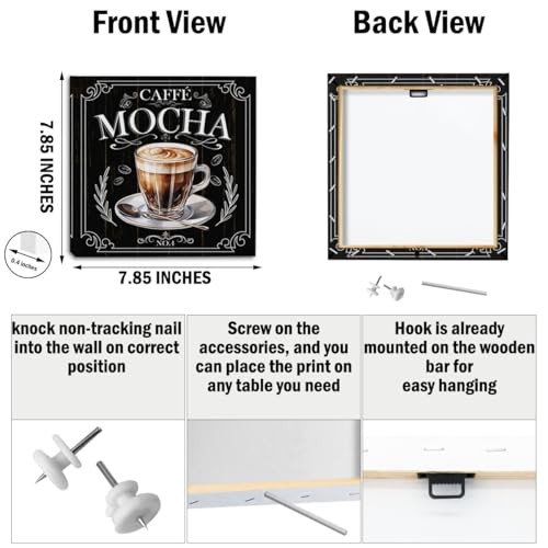 4 PCs Coffee Wall Decor Canvas Wall Art Framed Art Coffee Bar multicolour 1184