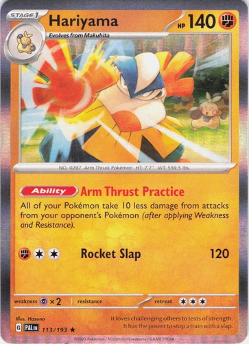 Hariyama Paldea Evolved 113 Holo Pokemon TCG NM
