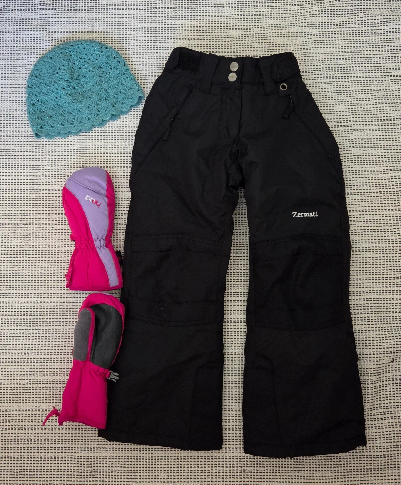 Girls Snow Pants Gloves Hat Winter Set Zermatt Head Old Navy Size 3K Small
